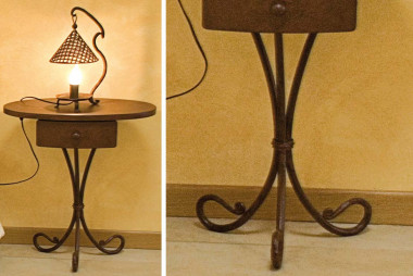 Hand-forged wrought iron and wood bedside table - Buy Impero by Artigianfer Spello