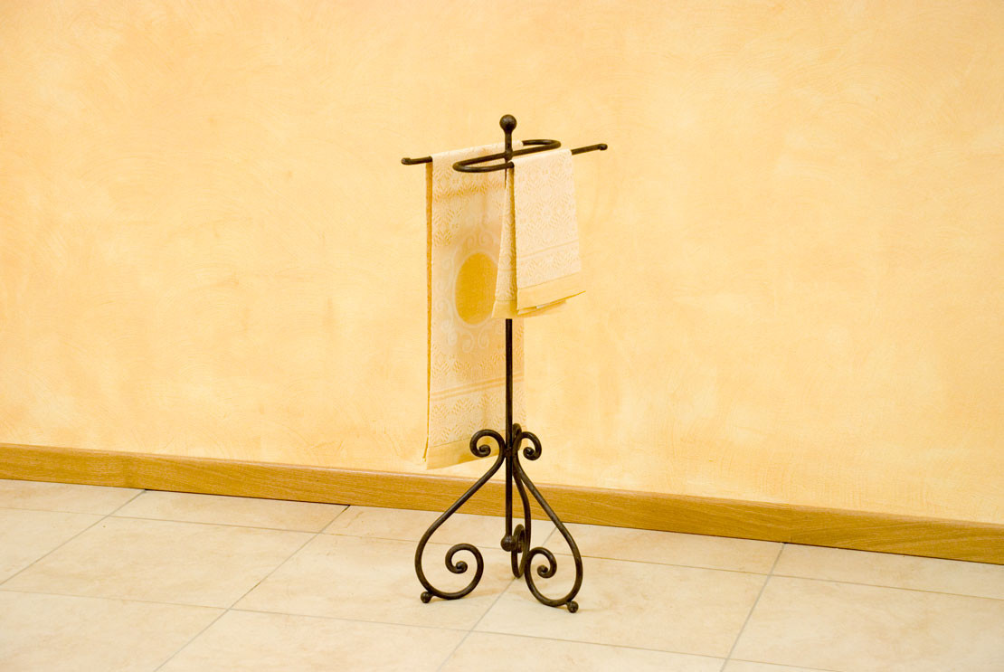 2-towel free-standing towel rack in wrought iron - By Dea by Artigianfer Spello