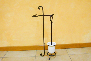 Roll and toilet brush holder in hand wrought iron - Buy Lindos by Artigianfer Spello Italy