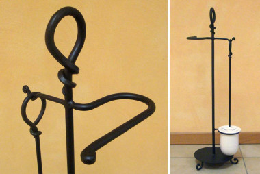 Free-standing roll and toilet brush holder in wrought iron - Buy Rodi by Artigianfer Spello