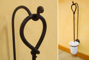 Wall-mounted toilet brush holder in wrought iron - Buy Londra toilet brush holder by Artigianfer Spello Italy