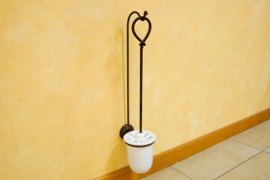 Wall-mounted toilet brush holder in wrought iron - Buy Londra toilet brush holder by Artigianfer Spello Italy