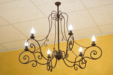 Large handcrafted wrought iron six-arm and six-light chandelier - Buy Omero by Artigianfer Spello