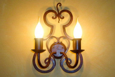 Handcrafted wrought iron 2-light applique for interior decoration - Buy Tulipano wall light by Artigianfer Spello