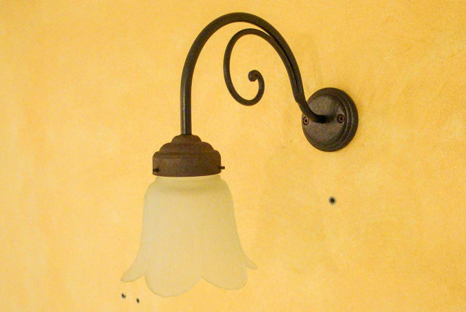 Vintage wall lamp in hand-forged wrought iron with bell-shaped lampshade - Buy Ginevra by Artigianfer Spello