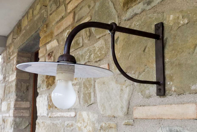 Modern hand-forged wrought iron outdoor wall arm lights - Buy Hermitage by Artigianfer Spello Italy