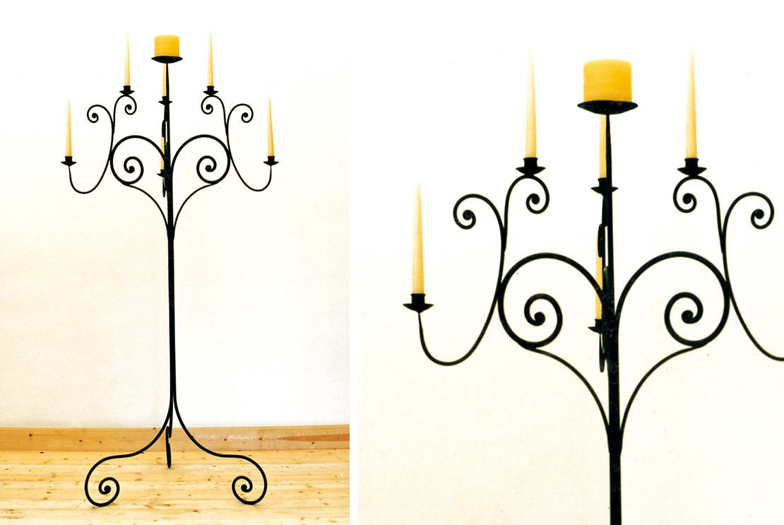 Wrought iron floor candelabra with six candle holder arms - Buy Poema by Artigianfer Spello