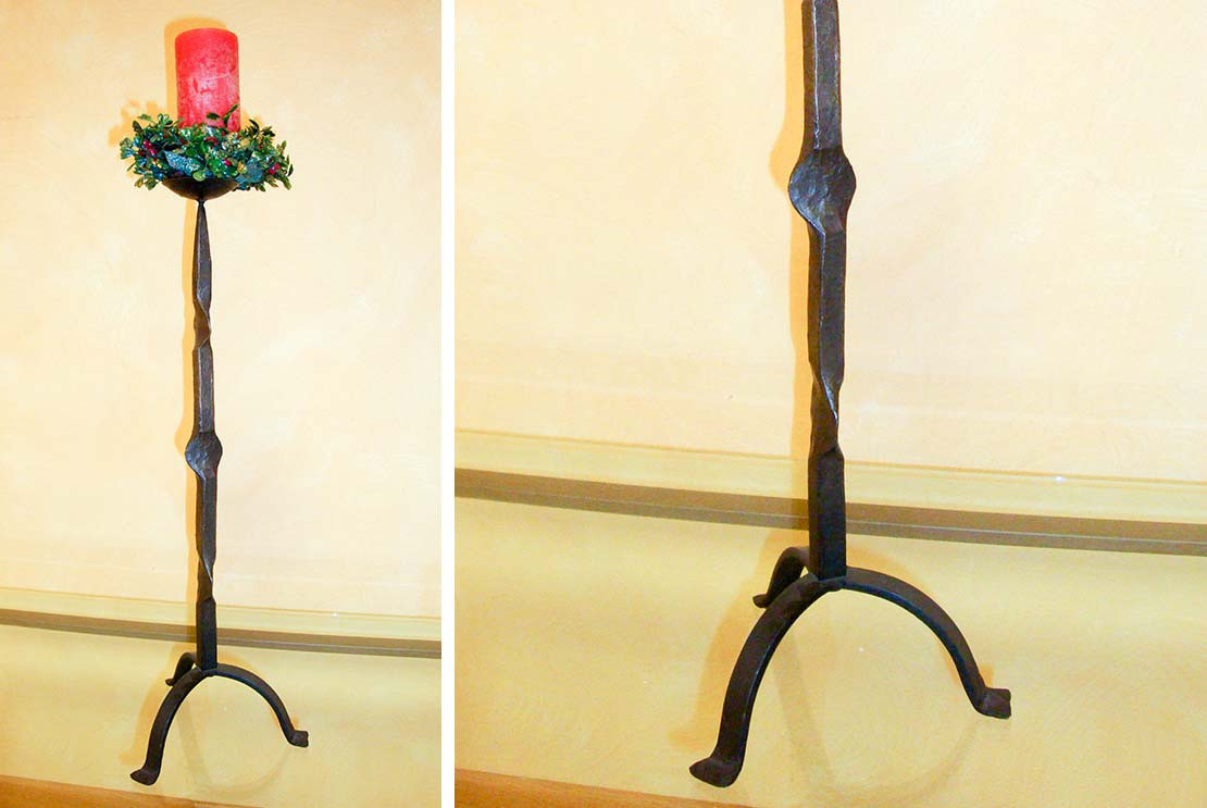 Portacandele da tavolo a 1 braccio in ferro battuto a mano essenziale e raffinato - Acquista Etrusco by Artigianfer Spello