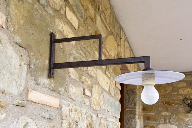 Hand forged wrought iron outdoor wall light with a modern design - Buy Manhattan by Artigianfer Spello Italy