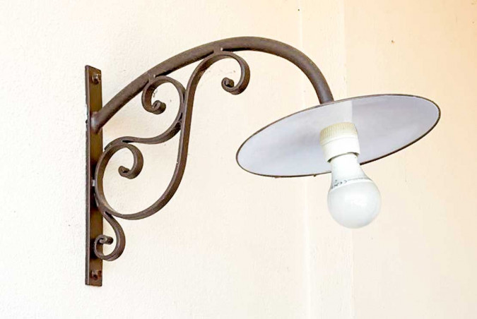 Outdoor wall lamp in hand-forged wrought iron with curls - Buy Pompei by Artigianfer Spello Italy