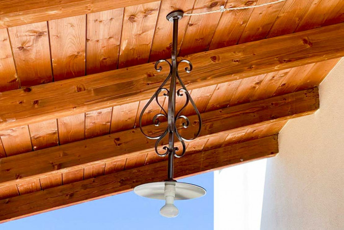 Outdoor pendant light in hand-wrought iron used under porches - Buy Pompei by Artigianfer Spello Italy