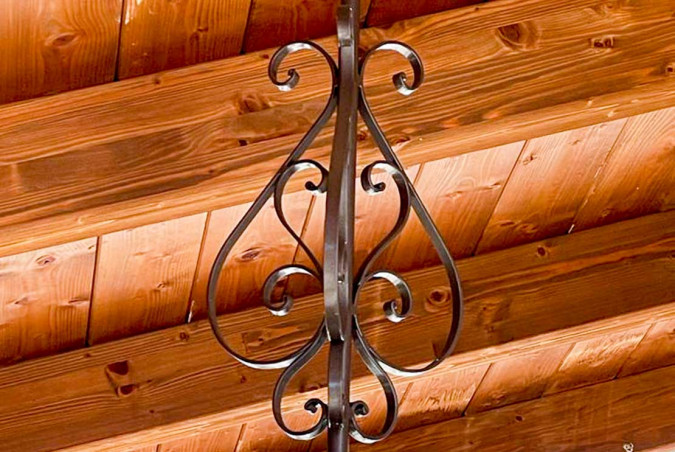 Outdoor pendant light in hand-wrought iron used under porches - Buy Pompei by Artigianfer Spello Italy