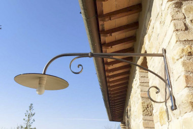 Elegant hand-forged wrought iron outdoor wall light with long wall arm - Buy Tivoli large by Artigianfer Spello Italy